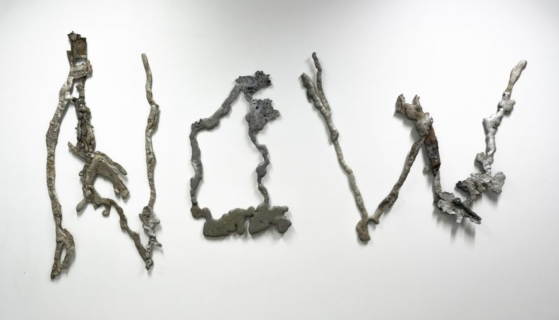 Fiona Lee, If not now, when? 2020, melted and recovered 1994 Toyota Hilux alloy, bull bar, bolts, Artist collection