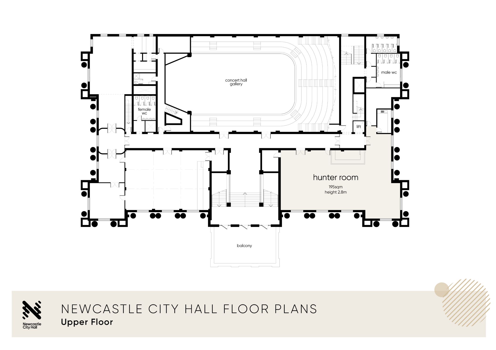 Upper Floor Plans for Newcastle City Hall.