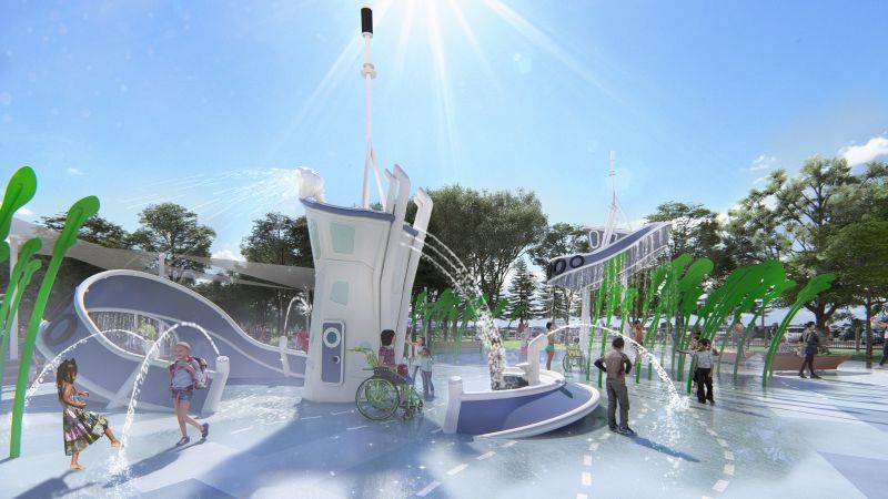 An artist's impression of the water play area to be created at Foreshore Park