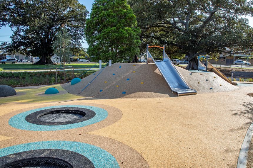 Slides and trampolines